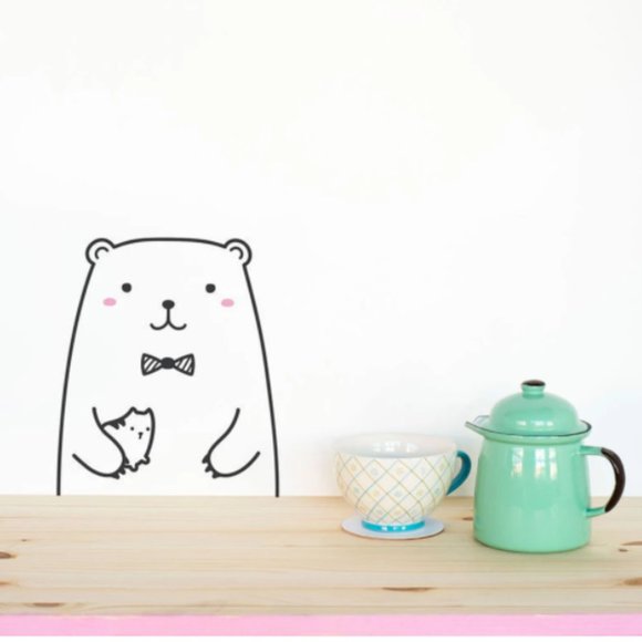 Cat with Coffee - Animal wall decals for kids room - Picture 6 of 6